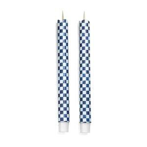 NEW Mackenzie-Childs Royal Check Flameless Dinner Candles, Set of 2